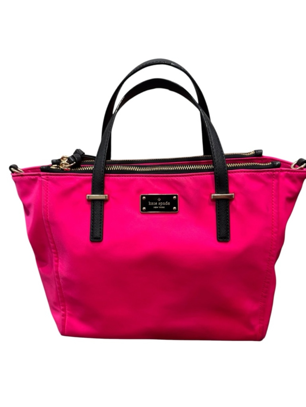 kate spade Hot Pink Tote with Black Handles
